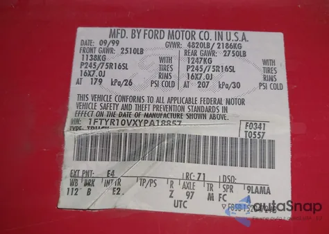 2000 Ford Ranger Xl/Xlt z USA, uszkodzony, nr VIN 1FTYR10VXYPA18857